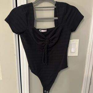 SO Black Ruched Bodysuit